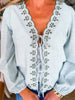 Blossom Sage Embroidered Top