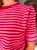 Candy Stripe Charm Sweater- Red Pink