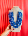 Chunky Beaded Necklace-Blue Multi