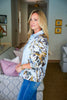 Snapdragon Floral Top-Chambray