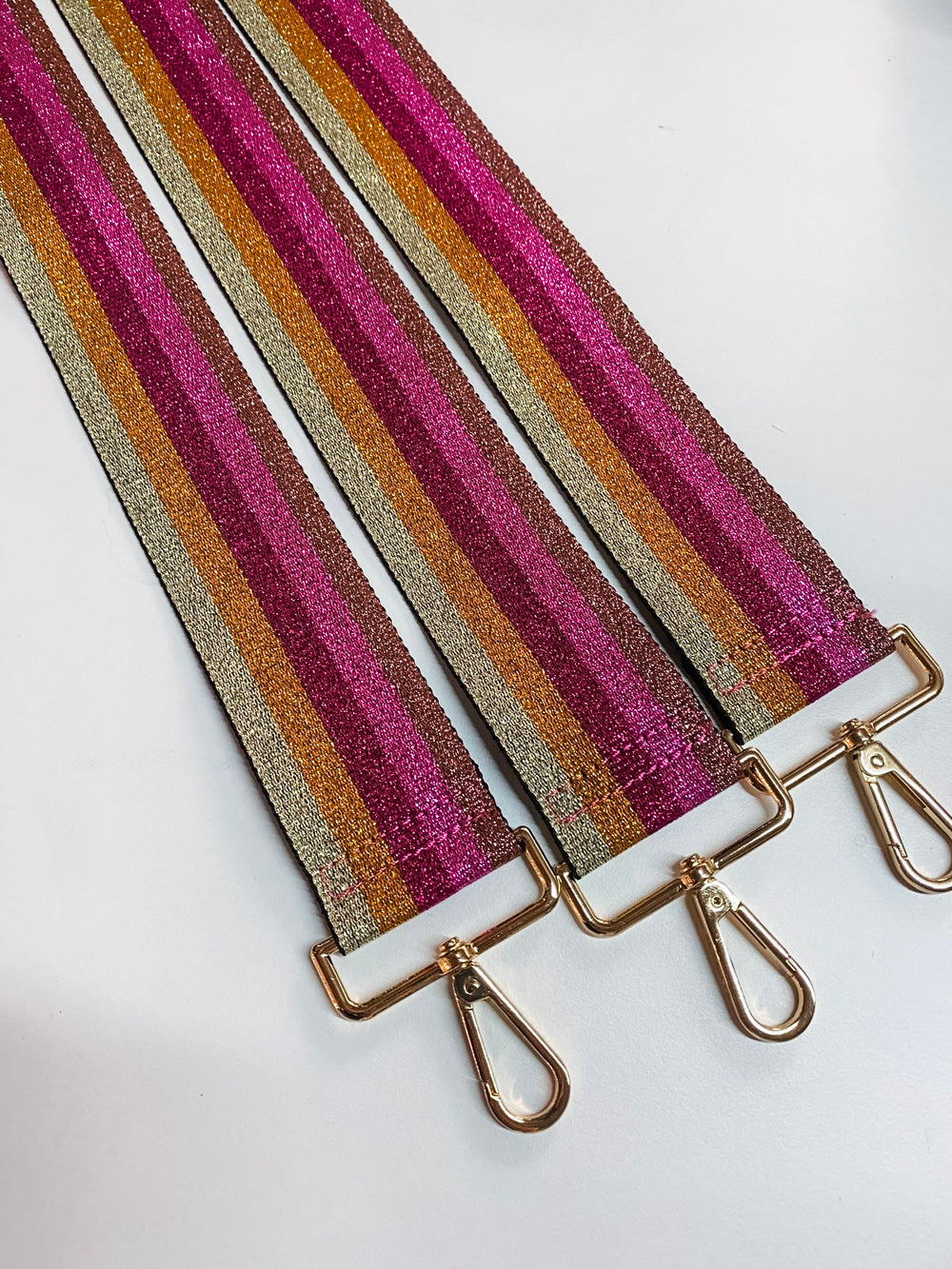 Glitter Stripe Bag Strap-Red/Pink/Bronze