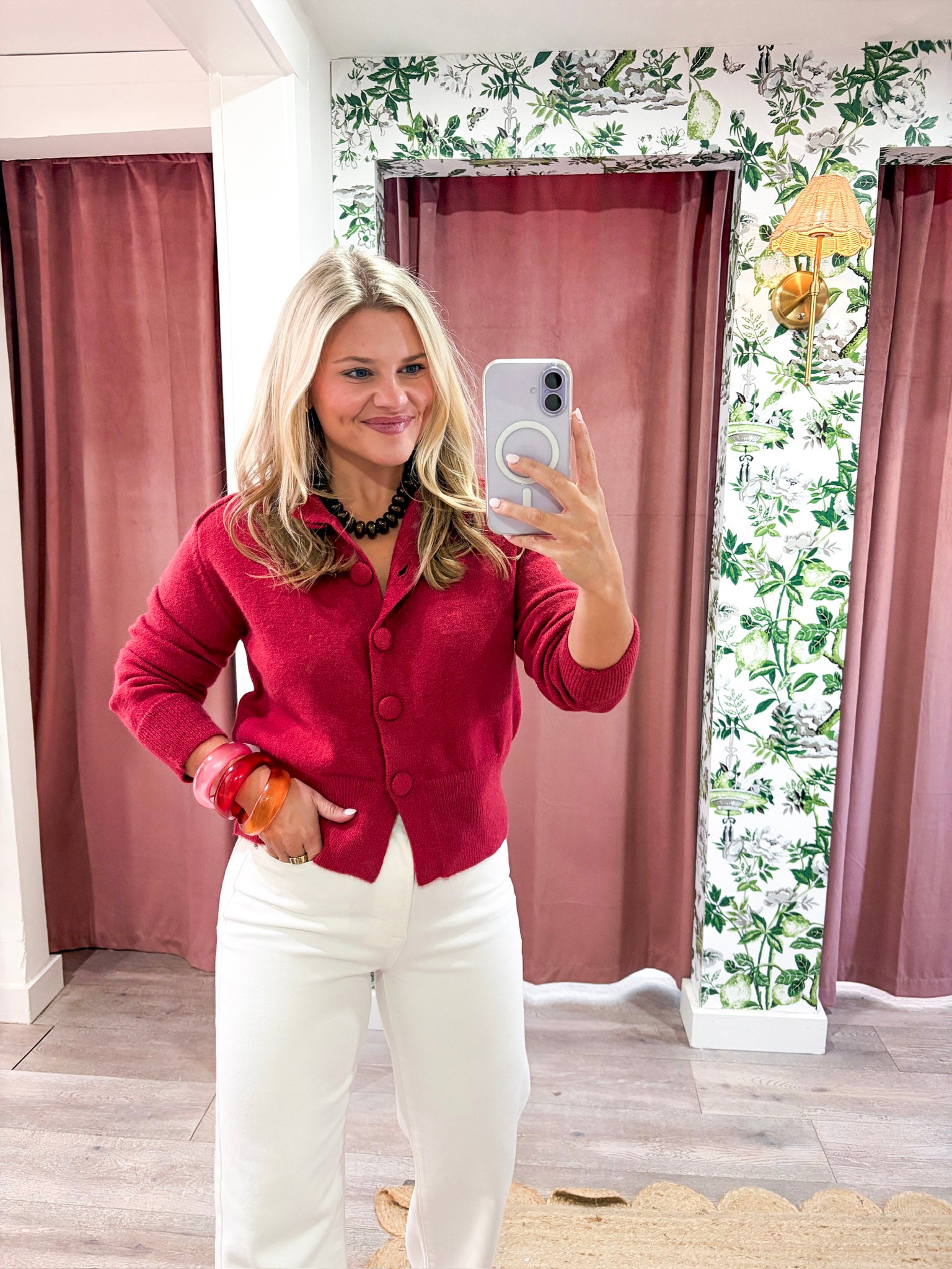 Fireside Cottage Cardigan-Cherry
