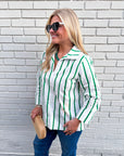 Everly Stripe Top-Green