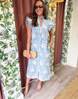 Willow Bloom Gingham Midi Dress-Blue