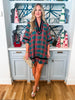 Holiday Cheer Plaid Mini Dress-Green