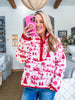 Christmas Toile Printed Quilted Jacket-Red