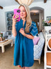 Countryside Mornings Mini Dress-Teal