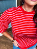 Our Girl Striped Top- Red/Pink