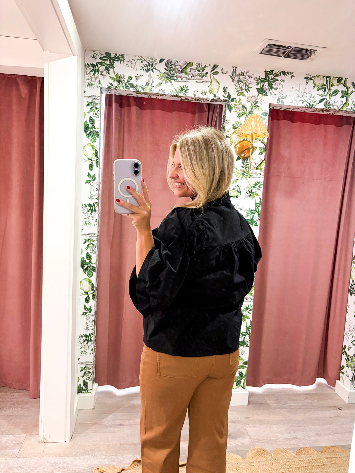 Rosemere Button Down Top-Black
