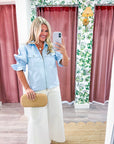 Seaside Zipper Front Jacket-Light Blue
