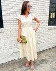 Easy Like Sunday Embroidered Midi Dress-Ivory