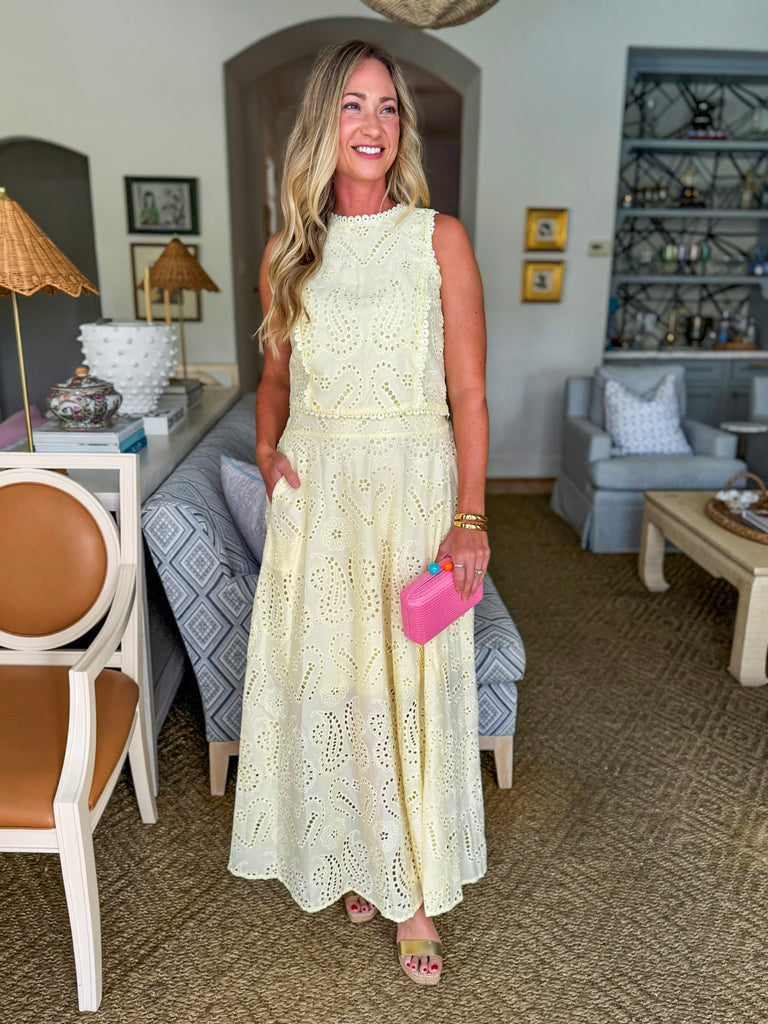Wrapped in Romance Eyelet Skirt Set-Yellow