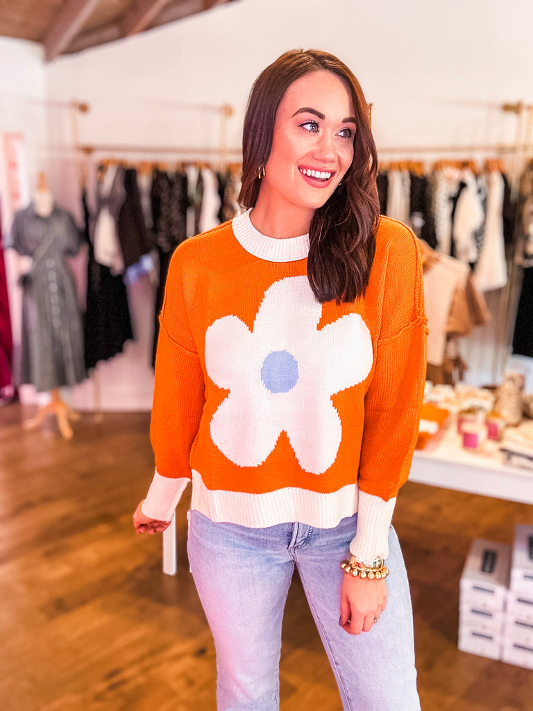 Flower Power Sweater- Orange