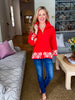 Poppy Fields Ricrac Trim Top-Red