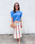 Floral Harmony Embroidered Midi Skirt