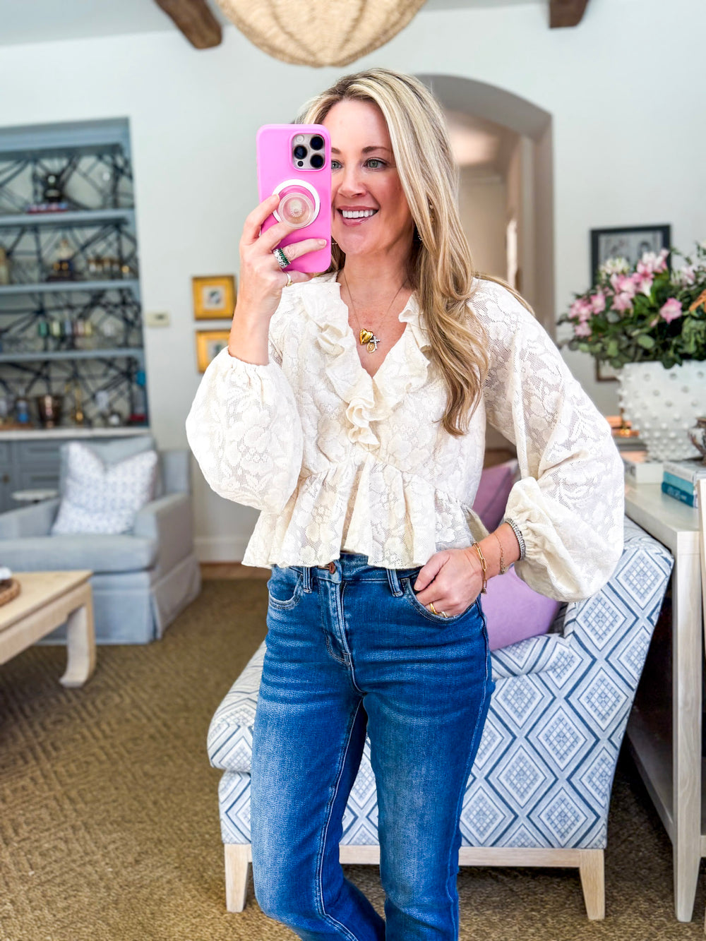 Romantic Wishes Ruffle Lace Top