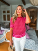 Candy Stripe Charm Sweater- Red Pink