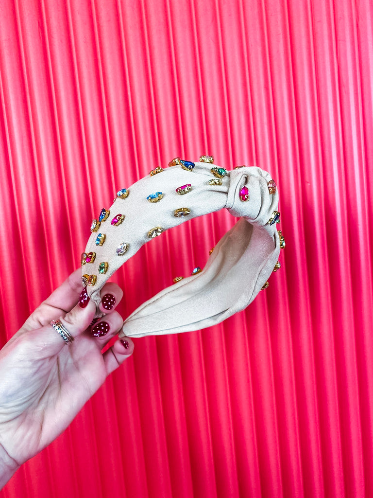 Gemmie Knotted Headband-Champagne