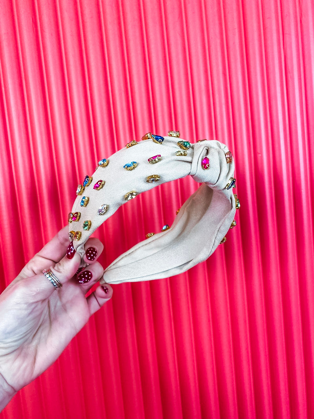 Gemmie Knotted Headband-Champagne