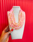 Chunky Beaded Necklace- Pink Mix