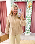The Duchess Peplum Jacket-Tan
