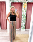 Dazzle Stripe Wide Leg Sequin Pants