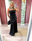 Satin Siren Maxi Dress-Black