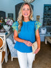 La Viva Embroidered Top-Teal Blue