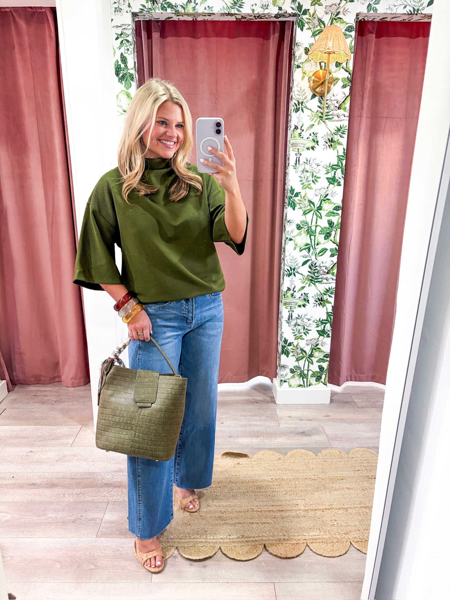 Old Mill Mock Neck Top-Olive