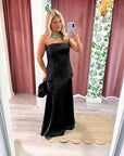 Satin Siren Maxi Dress-Black