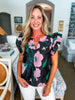 Renaissance Love Jacquard Top-Black/Pink