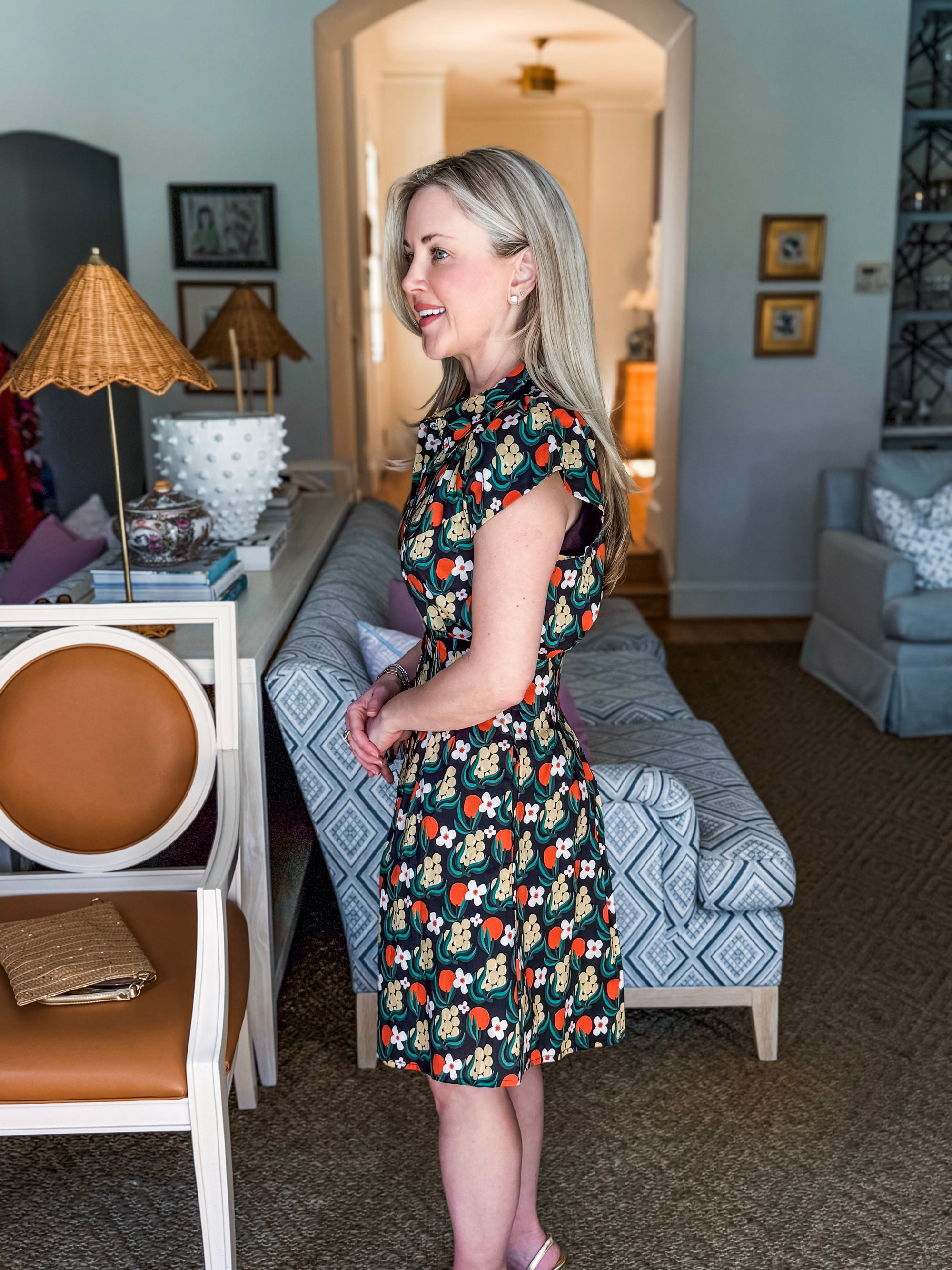 Citron Bloom Dress-Black