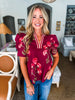 Tour The Town Floral Top-Wine