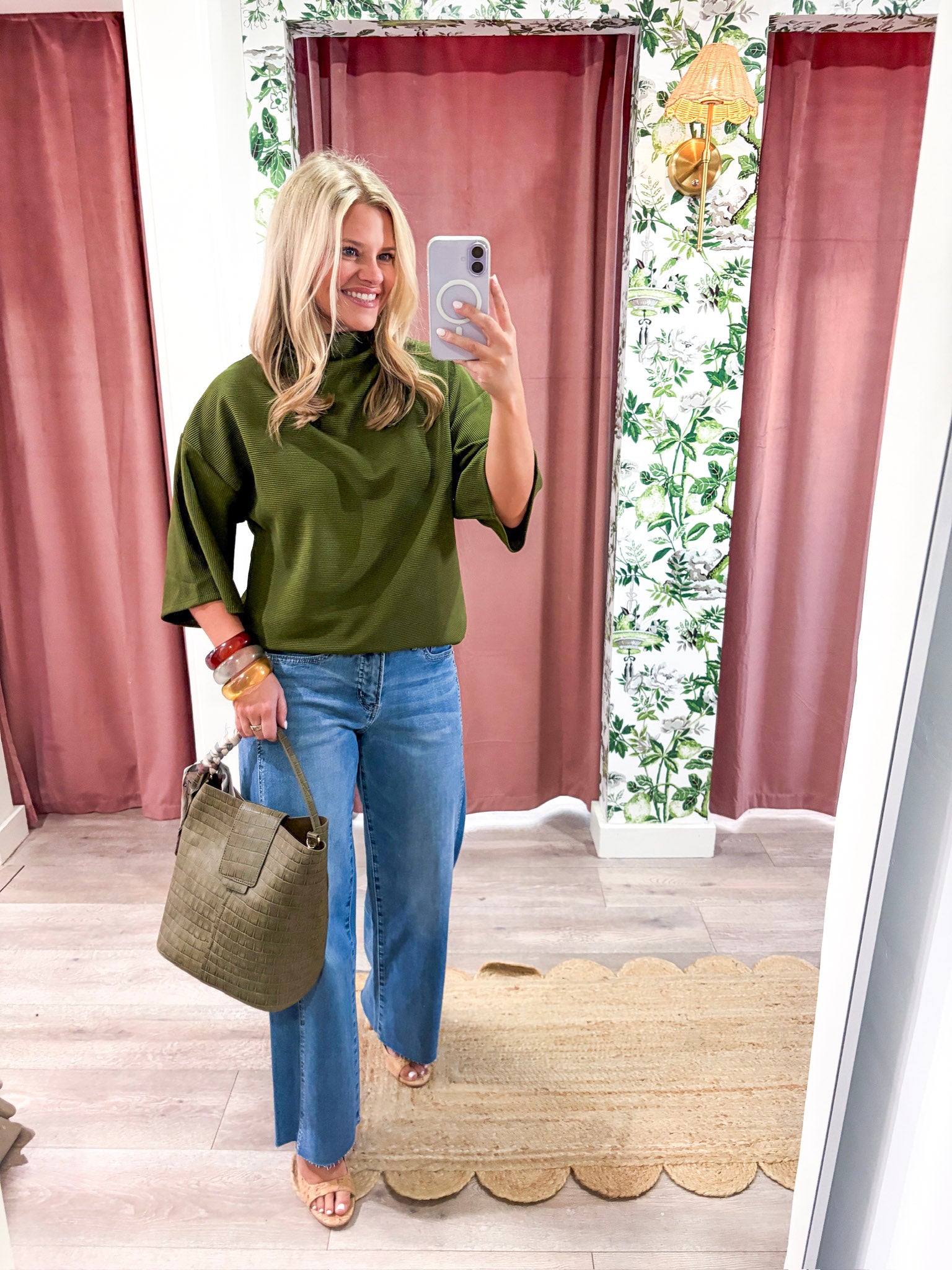 Old Mill Mock Neck Top-Olive