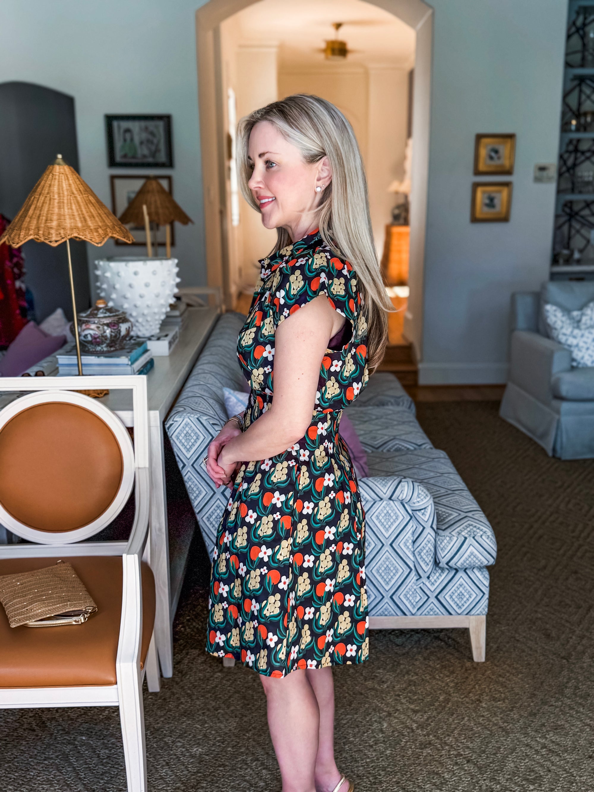 Citron Bloom Dress-Black