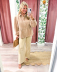 The Duchess Peplum Jacket-Tan