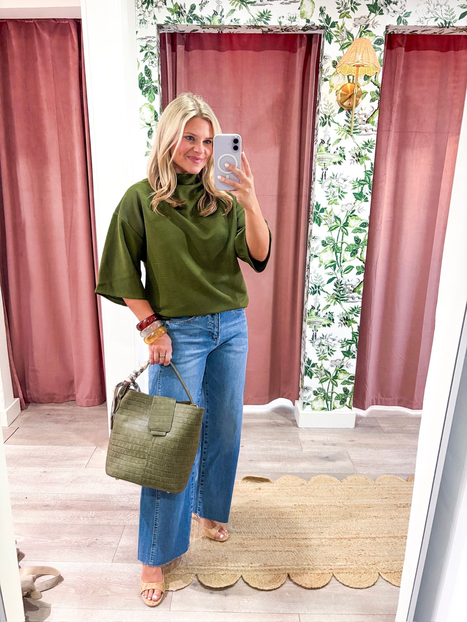 Old Mill Mock Neck Top-Olive