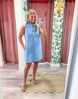 Yacht Luxe Mini Dress-Blue