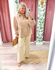 The Duchess Peplum Jacket-Tan
