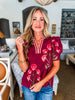 Tour The Town Floral Top-Wine