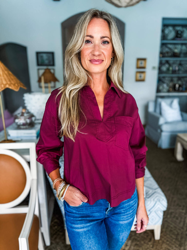 Must Have Long Sleeve Top-Wine