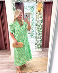 Bright Side Midi Dress-Grass
