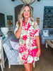 Floral Pop Mini Dress-Pink