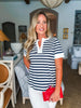 Striped V-Neck Knit Top