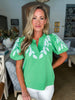 Vintage Bungalow Embroidered Top-Green