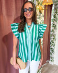 Weekend Wander Stripe Top-Green