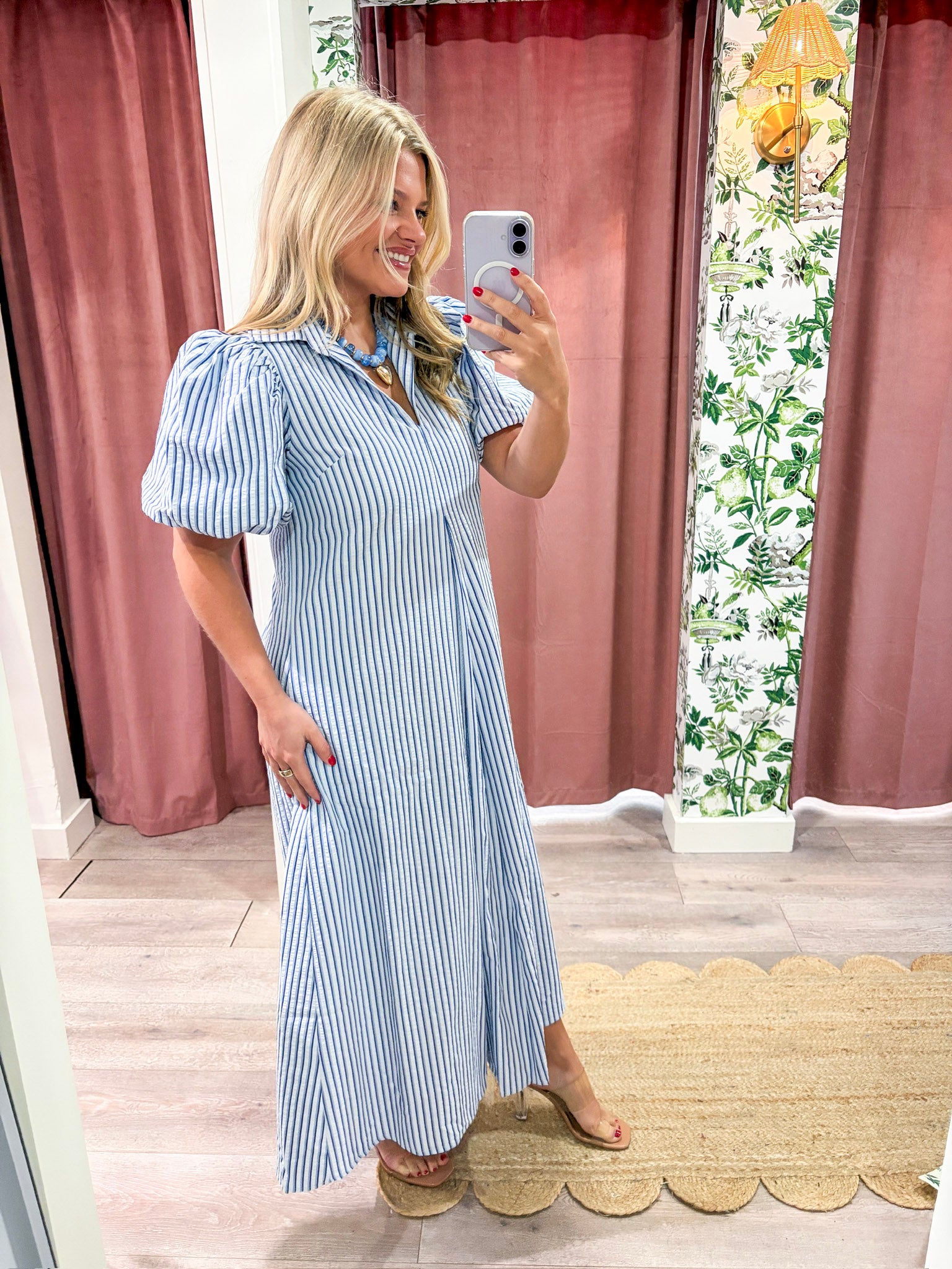Nautical Grace Midi Dress-Blue