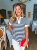 Striped V-Neck Knit Top