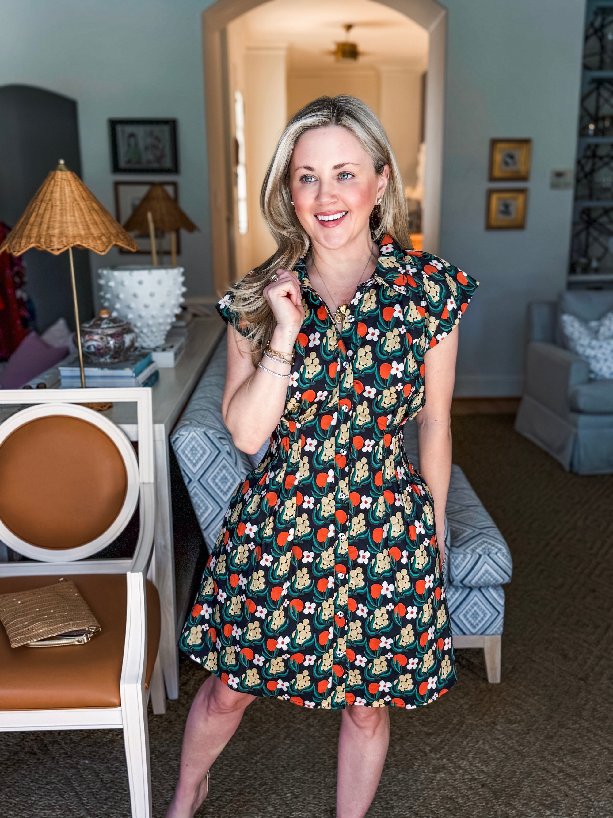 Citron Bloom Dress-Black