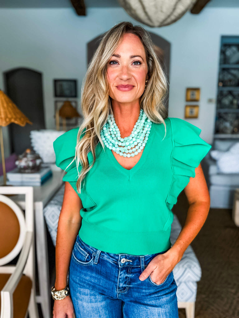Meet Up Knit Top-Emerald